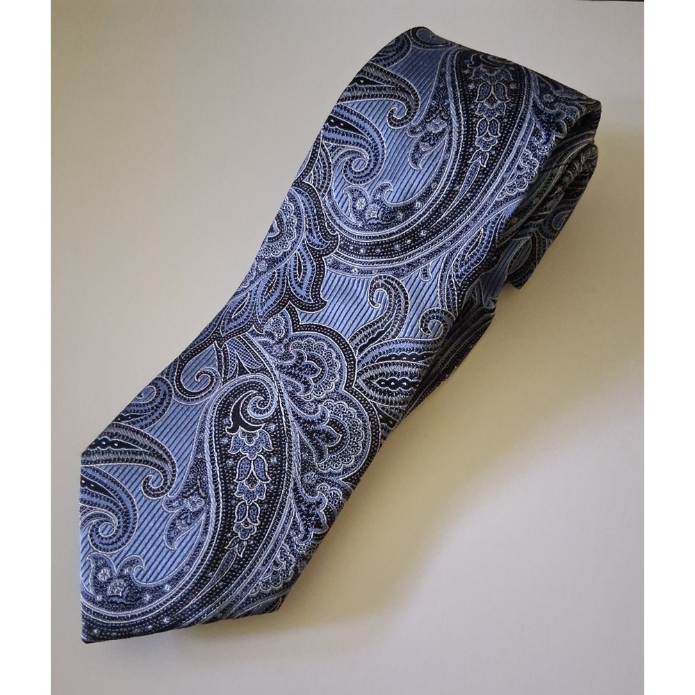 Nordstrom Men's Shop Silk Necktie 60" × 3.25" Blue Paisley